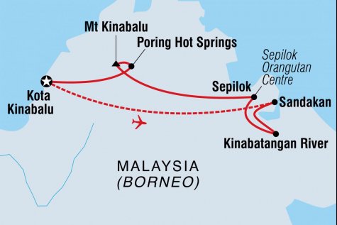 Essential Borneo - Tour Map