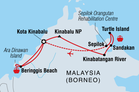 Borneo Family Holiday - Tour Map