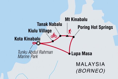 Borneo : Hike, Bike & Kayak - Tour Map