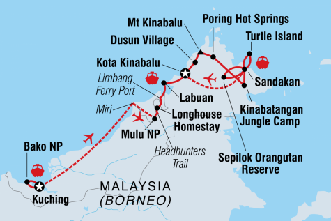 Best of Borneo - Tour Map