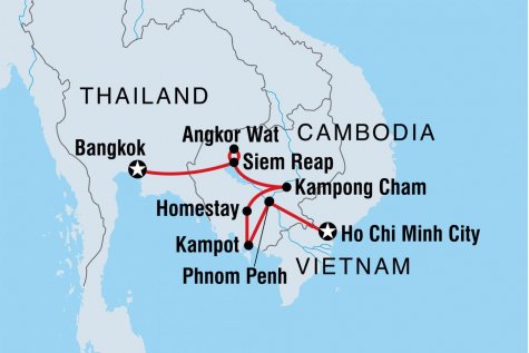 Cambodia Adventure - Tour Map