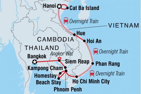 Epic Vietnam to Cambodia - Tour Map