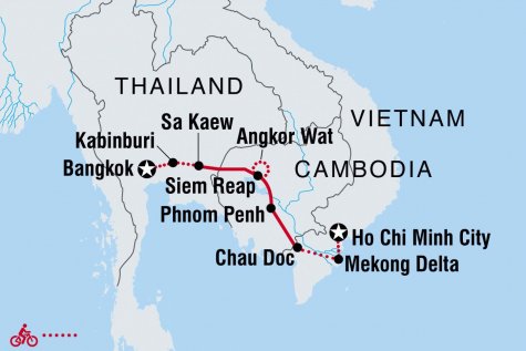 Cycle Vietnam, Cambodia & Thailand - Tour Map