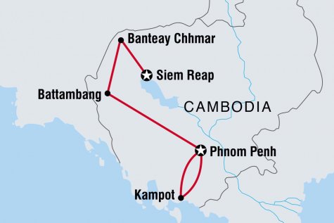 Cambodia Real Food Adventure - Tour Map