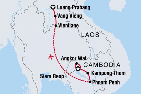 Cambodia & Laos Encounter - Tour Map