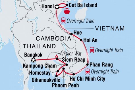 Vietnam & Cambodia Explorer - Tour Map