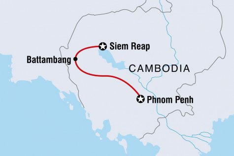 Cambodia Family Holiday with Teenagers - Tour Map