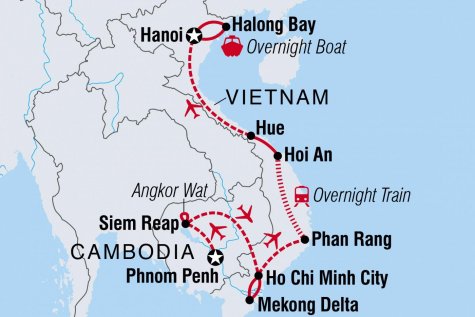 Classic Cambodia & Vietnam - Tour Map