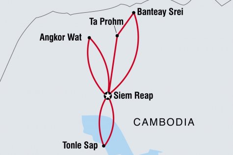 Cambodia's Secrets of Angkor - Tour Map