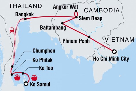 Cambodia & Thailand Traveller - Tour Map