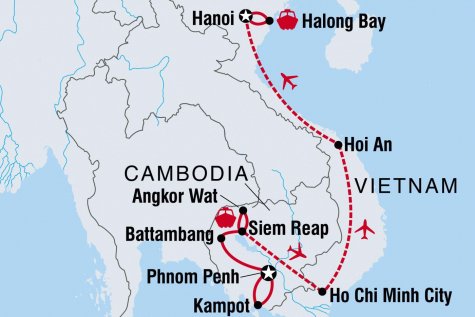 Explore Cambodia & Vietnam - Tour Map