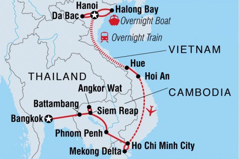 Vietnam & Cambodia Adventure - Tour Map