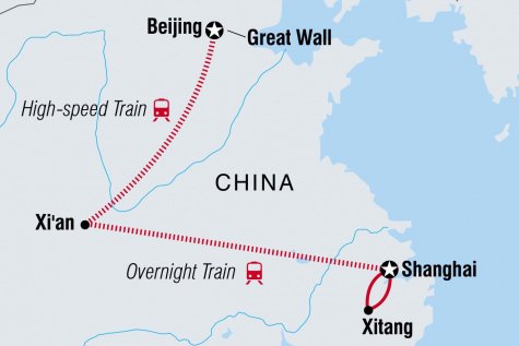 China Highlights - Tour Map