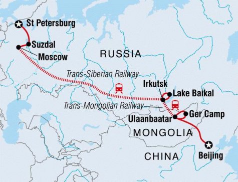 Trans-Mongolian Experience - Tour Map
