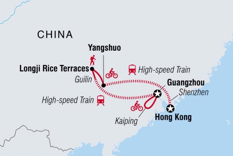 South China: Hike, Bike & Kayak - Tour Map