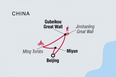 China: Great Wall Hike, Bike & Kung Fu - Tour Map