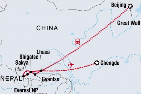 Tibetan Journey - Tour Map