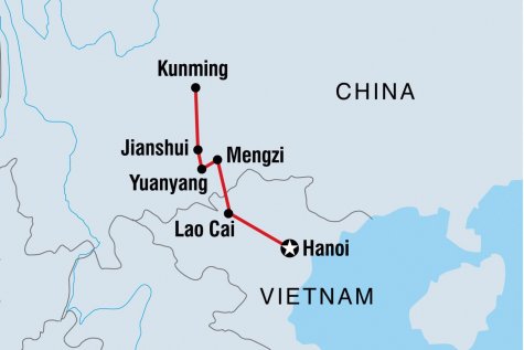 Hanoi to Kunming - Tour Map