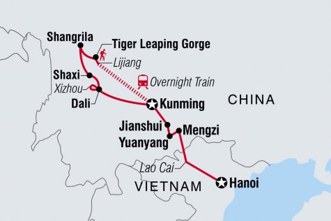 Yunnan Adventure - Tour Map