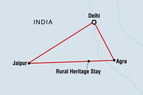 India's Golden Triangle- For Solo Travellers - Tour Map