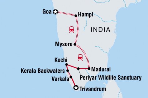 South India Revealed - Tour Map
