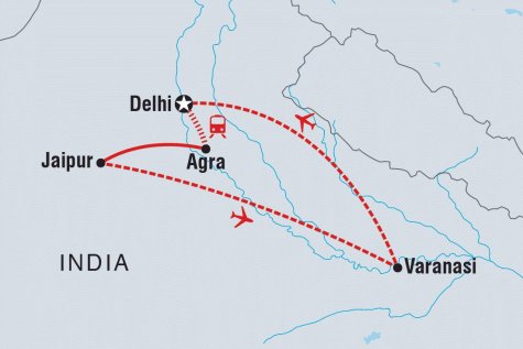 North India Highlights - Tour Map