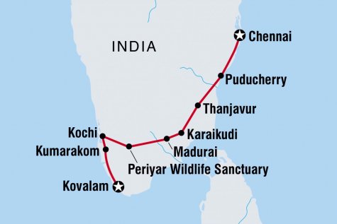 Classic South India - Tour Map