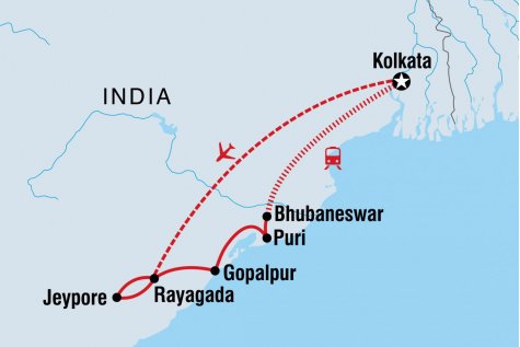 India Expedition: Markets & Jungles of Odisha - Tour Map