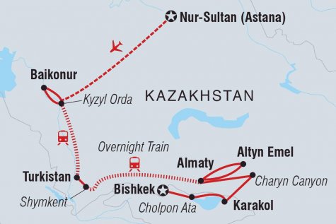 Kazakhstan Adventure - Tour Map