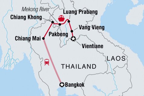 Thailand & Laos Adventure - Tour Map
