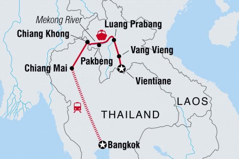Laos Traveller: Bangkok to Vientiane - Tour Map