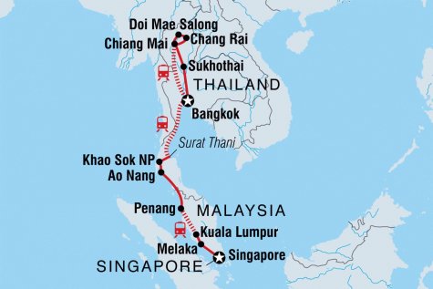 Epic Bangkok to Singapore - Tour Map