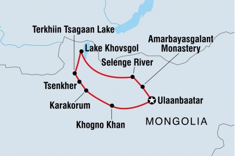 Wild Mongolia - Tour Map
