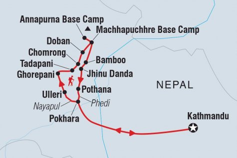 Annapurna Base Camp Trek - Tour Map