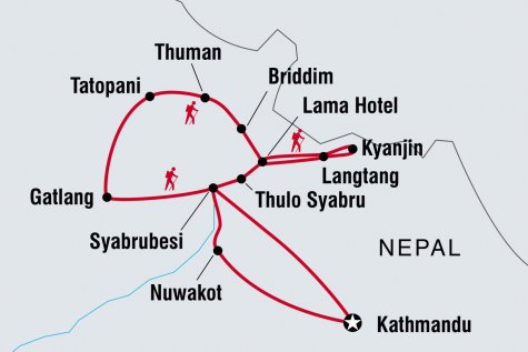 Tamang Heritage & Langtang Valley Trek - Tour Map