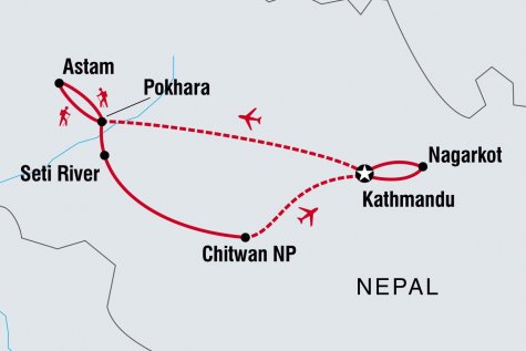 Nepal Family Holiday with Teenagers - Tour Map