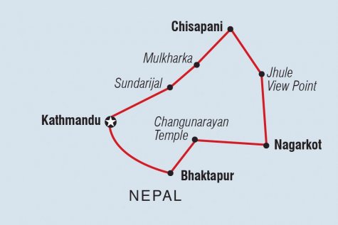 Kathmandu Valley Trek - Tour Map