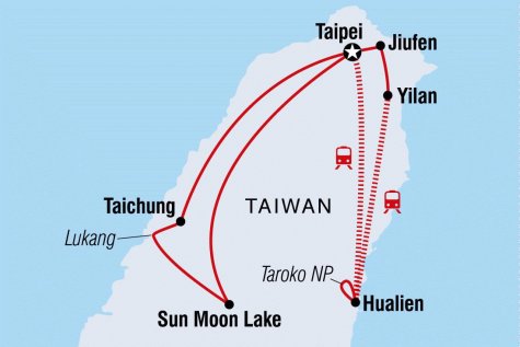 Explore Taiwan - Tour Map