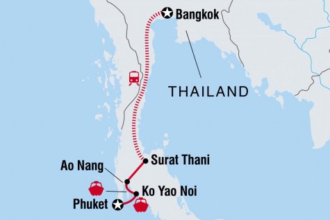 Thailand Beaches West Coast (Nov - Apr) - Tour Map