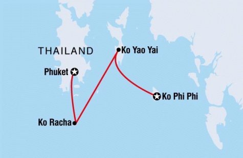 Sail Ko Phi Phi to Phuket - Tour Map