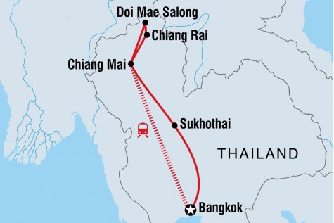 One Week in Northern Thailand - Tour Map