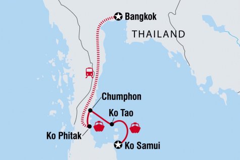 Thailand Beaches East Coast (May - Oct) - Tour Map