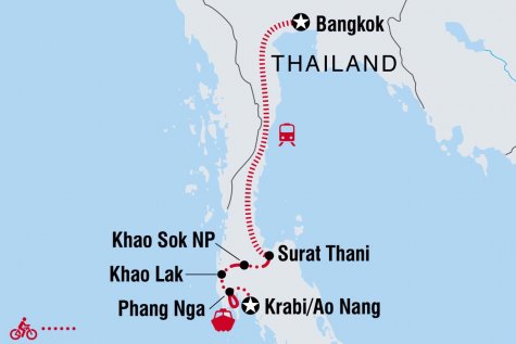 Cycle Southern Thailand - Tour Map