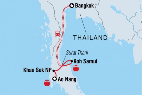 Essential Southern Thailand - Tour Map