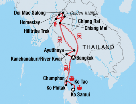 Thailand Adventure East Coast (May - Oct) - Tour Map