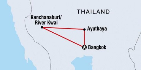 River Kwai & Ancient Thai Kingdoms - Tour Map