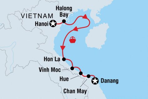 North Vietnam Coastal Cruising: Hanoi to Danang - Tour Map
