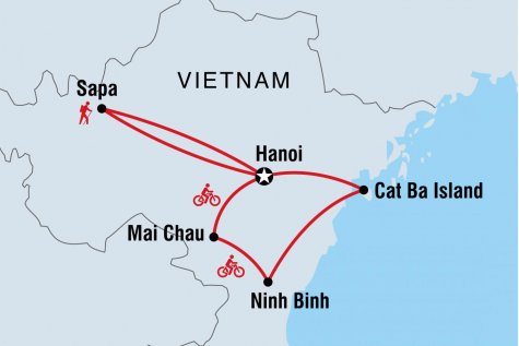 Vietnam: Hike, Bike & Kayak - Tour Map