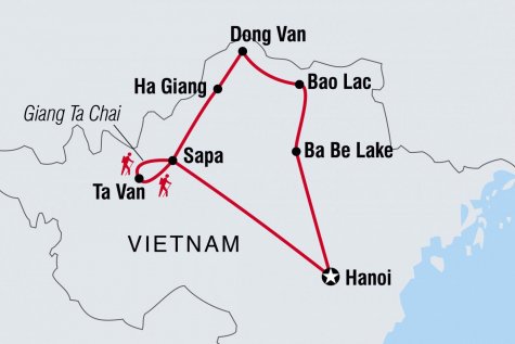 Northern Vietnam Adventure - Tour Map