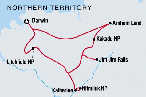 Top End & Arnhem Land Adventure - Tour Map